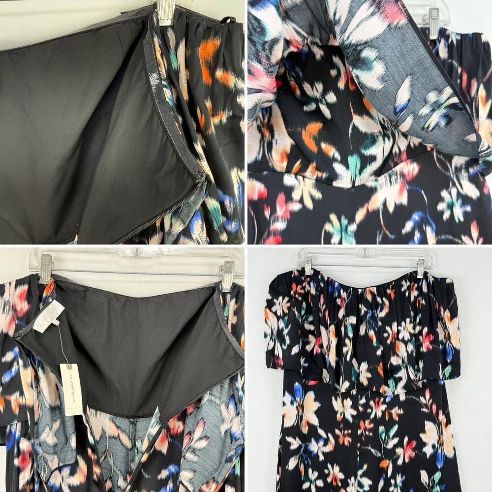 NWT Anthropologie Corey Lynn Calter Black Floral Strapless Jumpsuit Size XL - Picture 3 of 16